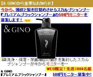 【＆GINO プレミアムブラックシャンプー】初回500円定期購入モニター
